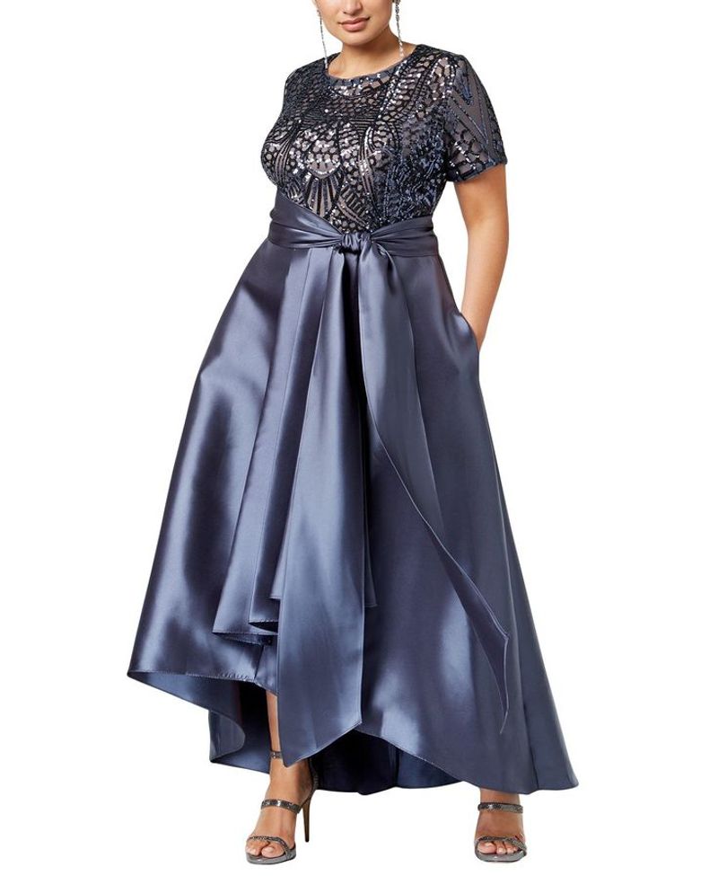 Charcoal Embellished High-Low Gown