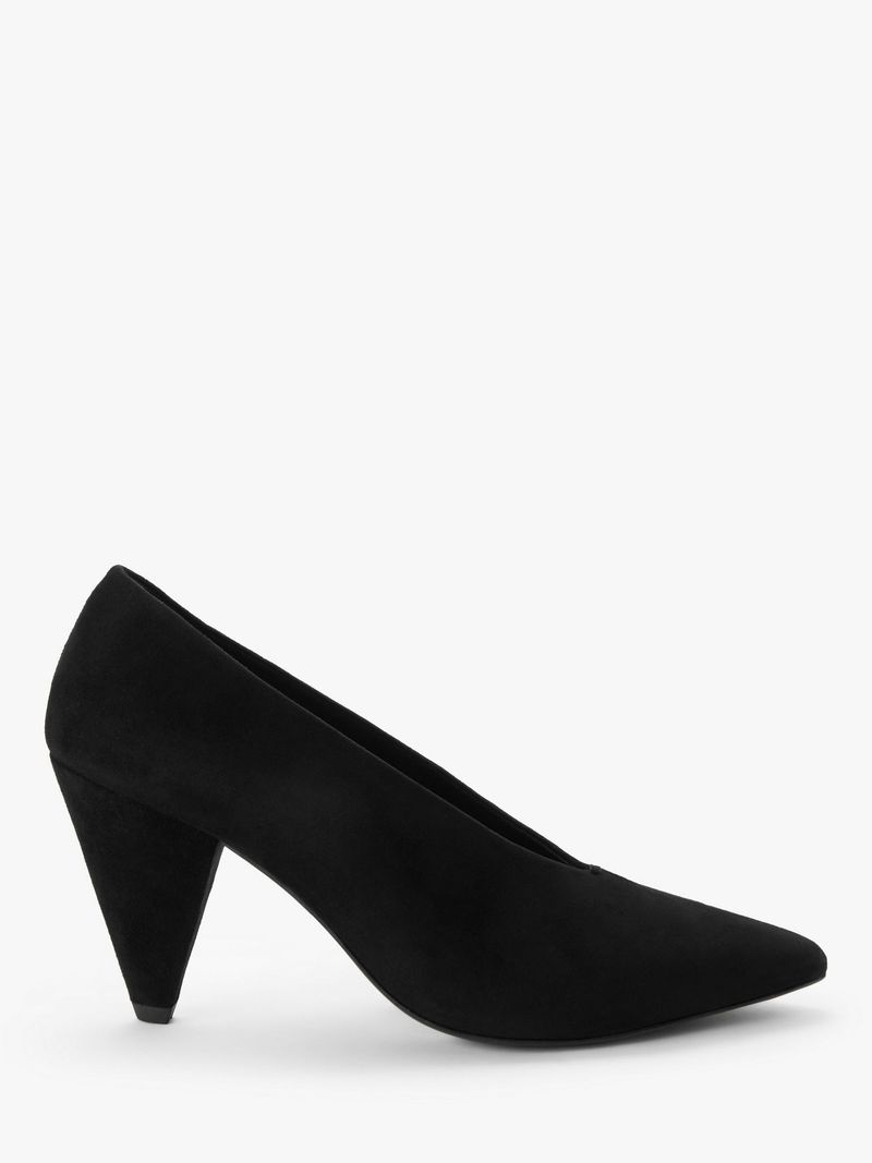 Suede Cone Heel Pumps