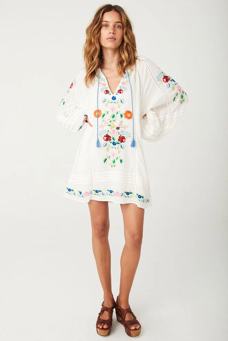 Embroidered Tunic Dress & Slides
