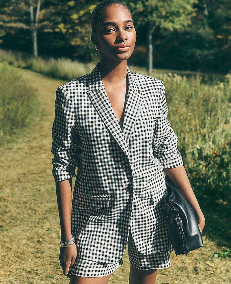 Office-Ready Gingham Blazer
