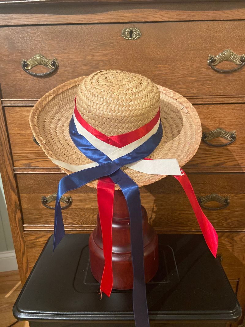 Straw Hat Upgraded with Patriotic Ribbon