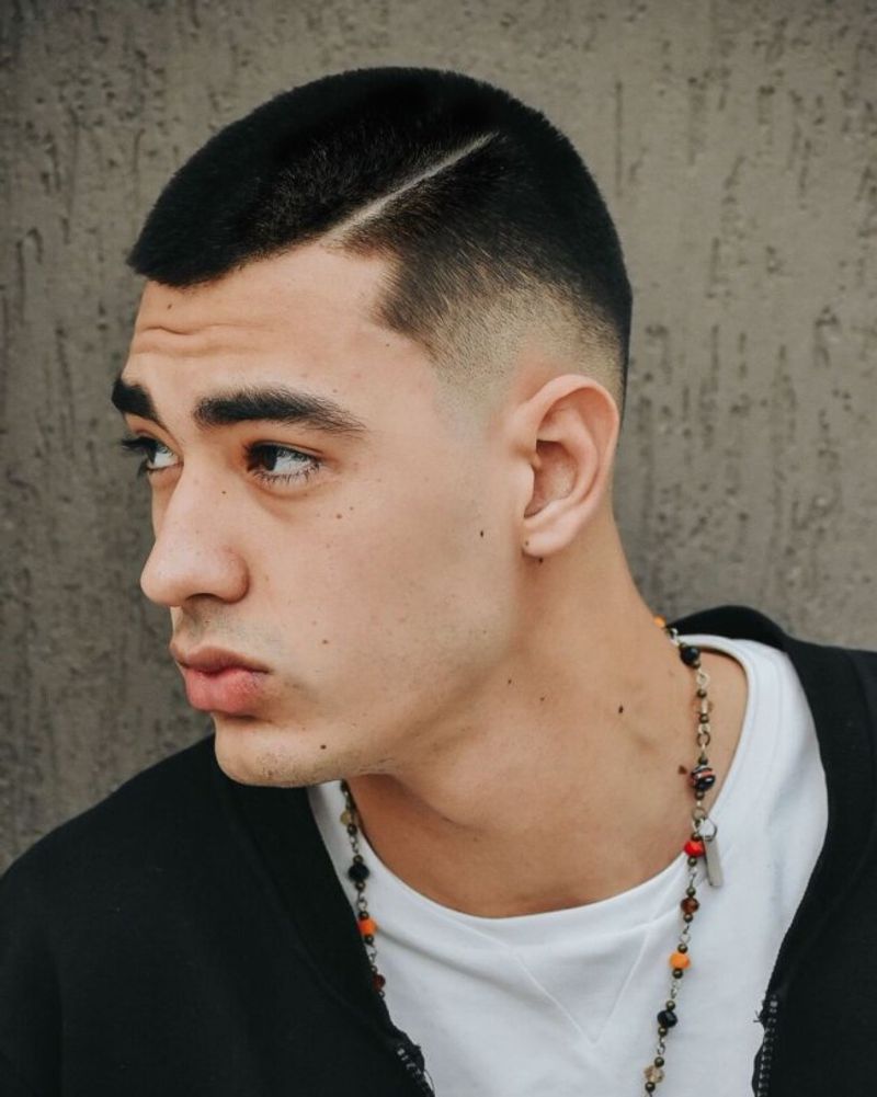 Buzz Cut with Hard Part