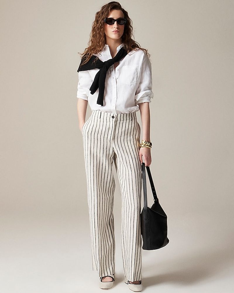 Vertical Striped Linen Trousers