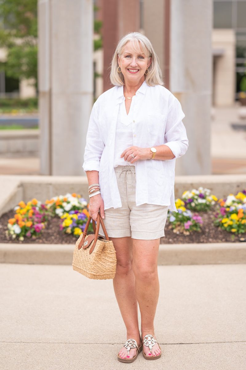 Linen-Cotton Blend Shirt & Drawstring Shorts