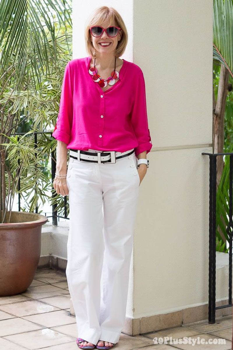 Crisp White Shirt + Colorful Pants
