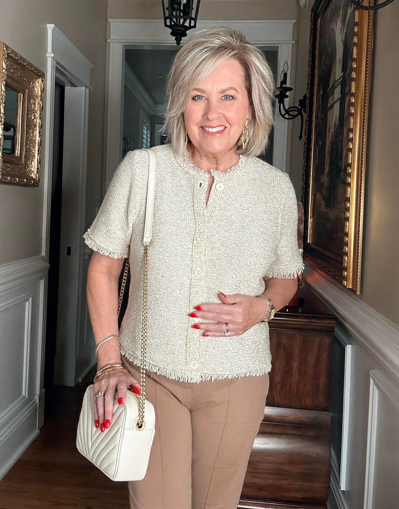 Layered Neutrals + Bold Accessory