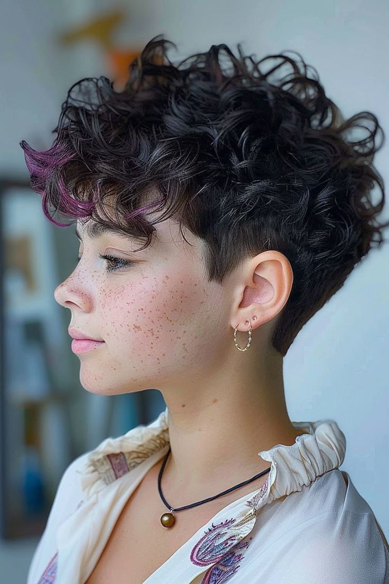 Curly Pixie with Tapered Nape