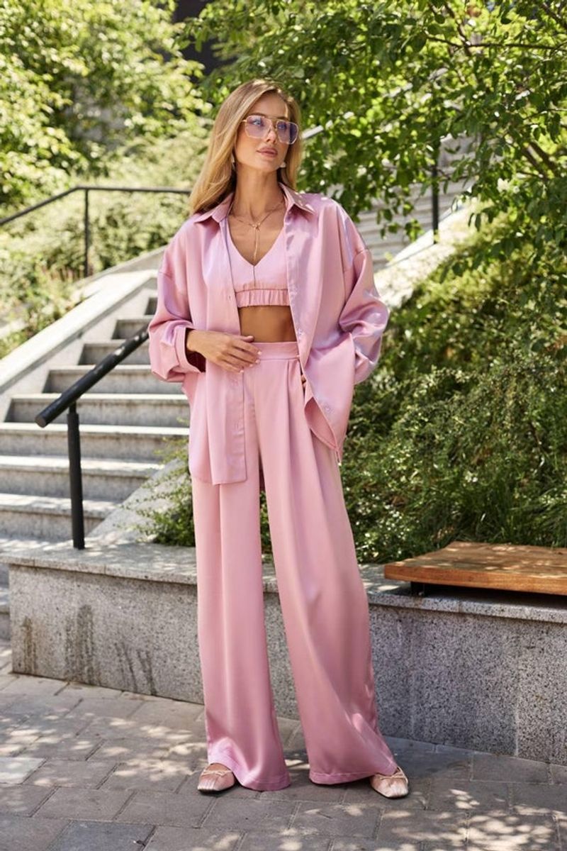 Silky Pajama Set + Structured Blazer