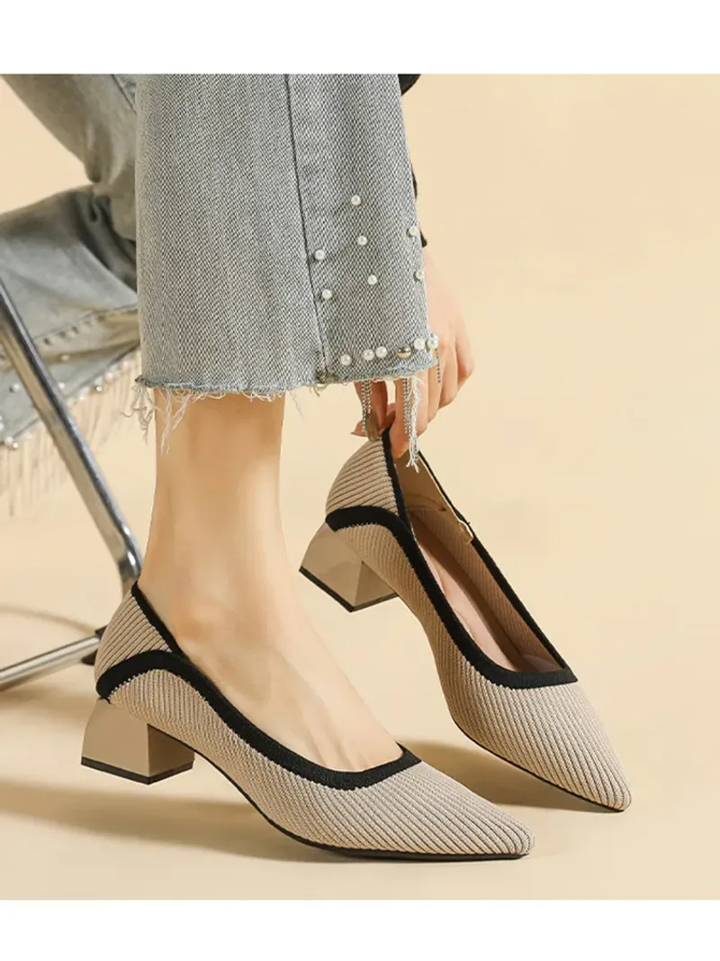 Knit Upper Low Heels