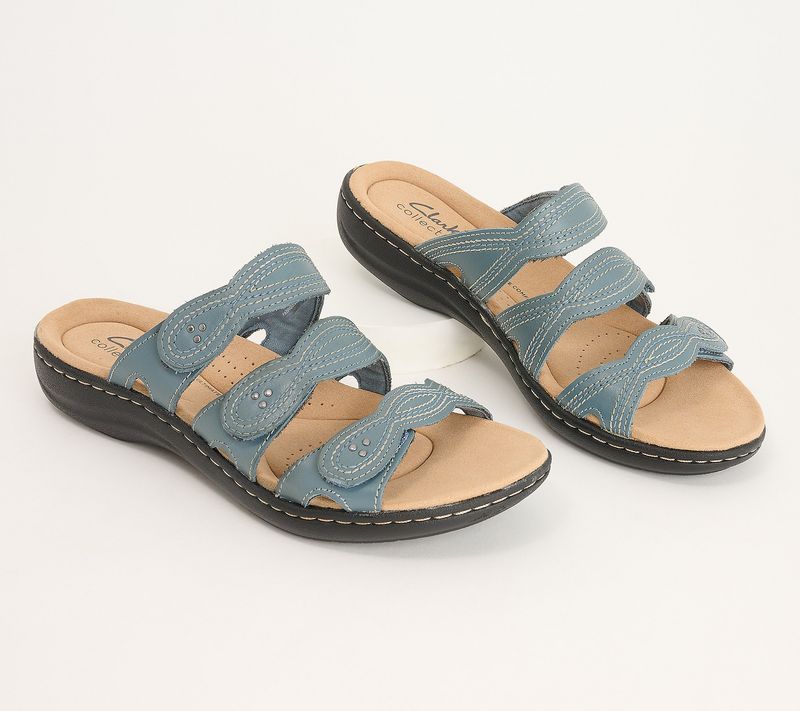 Leather Slides With Decorative Stitching