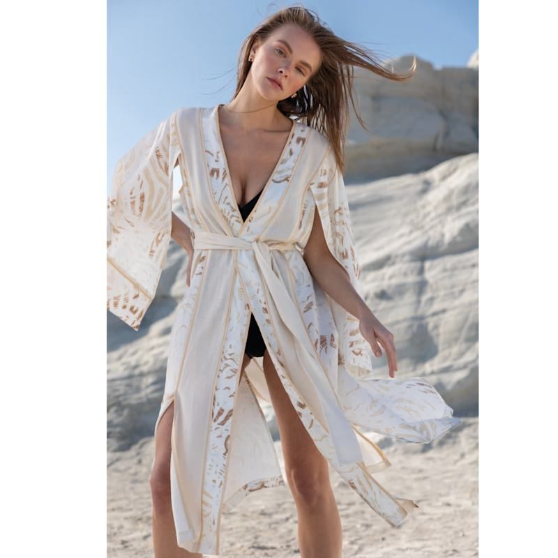 Linen-Blend Kimono
