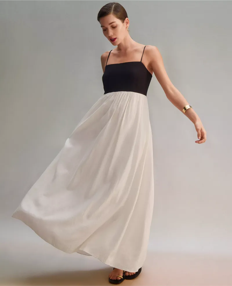 Linen-Blend Maxi Dress