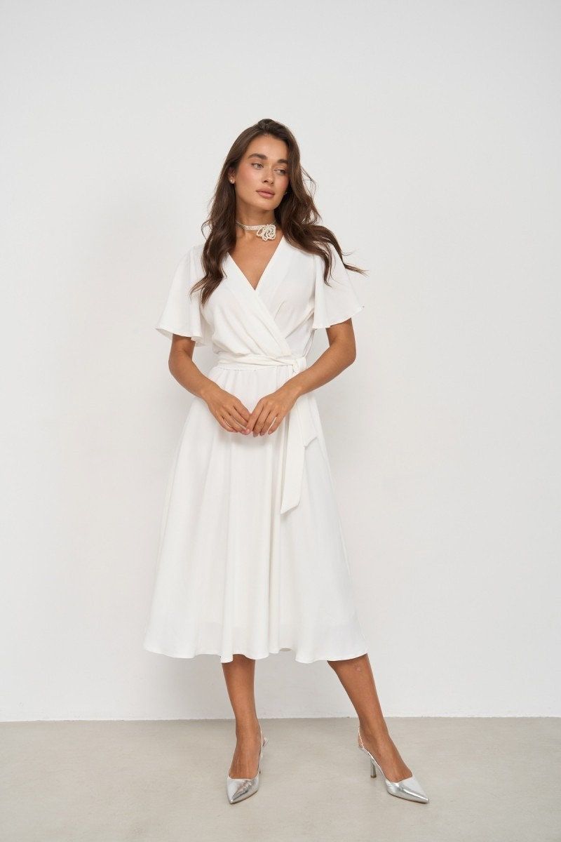 Wrap Dress With Fluttery Sleeves