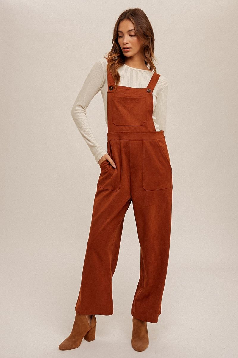 Rust-Colored Corduroy Overalls