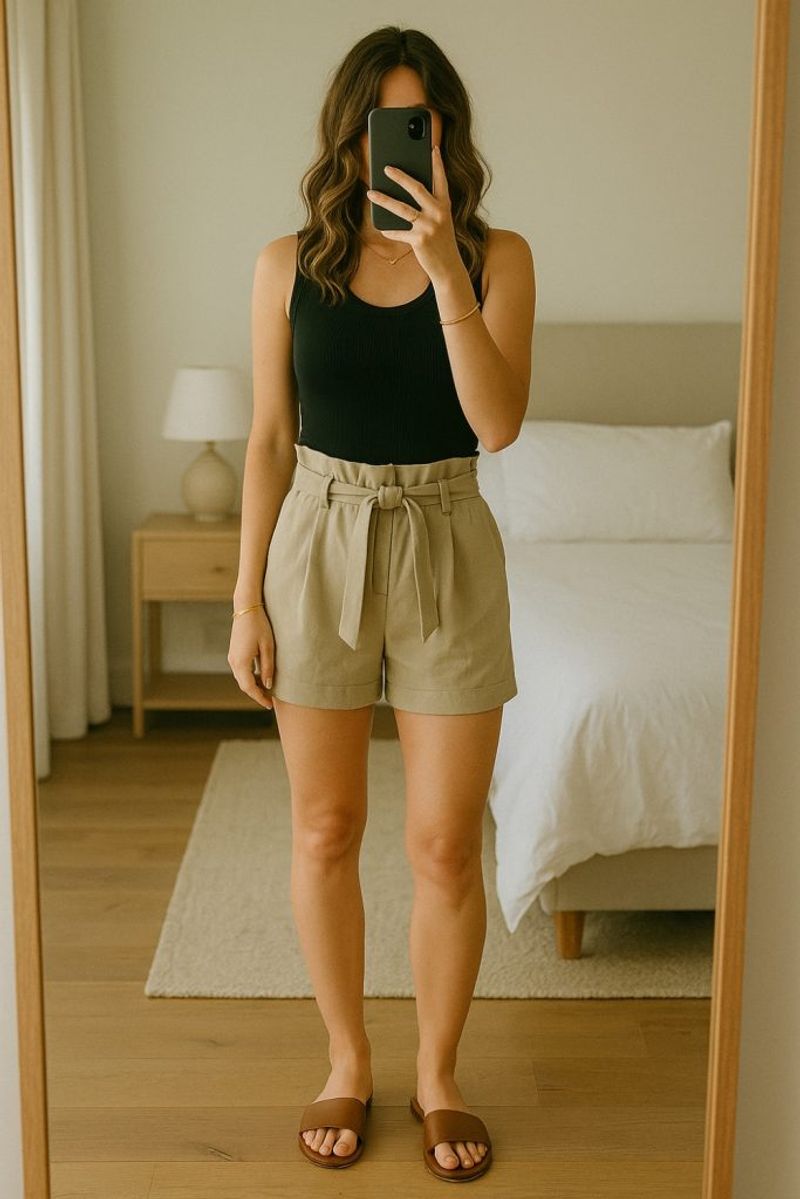 Paperbag Shorts with Button-Down