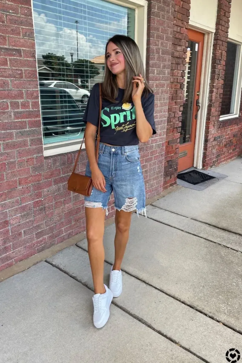 Vintage Denim Shorts + Oversized Graphic Tee
