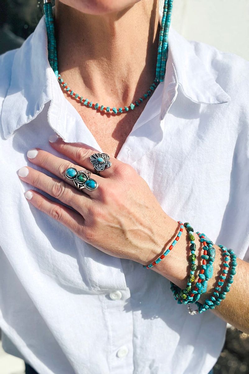 Turquoise and Coral Pieces