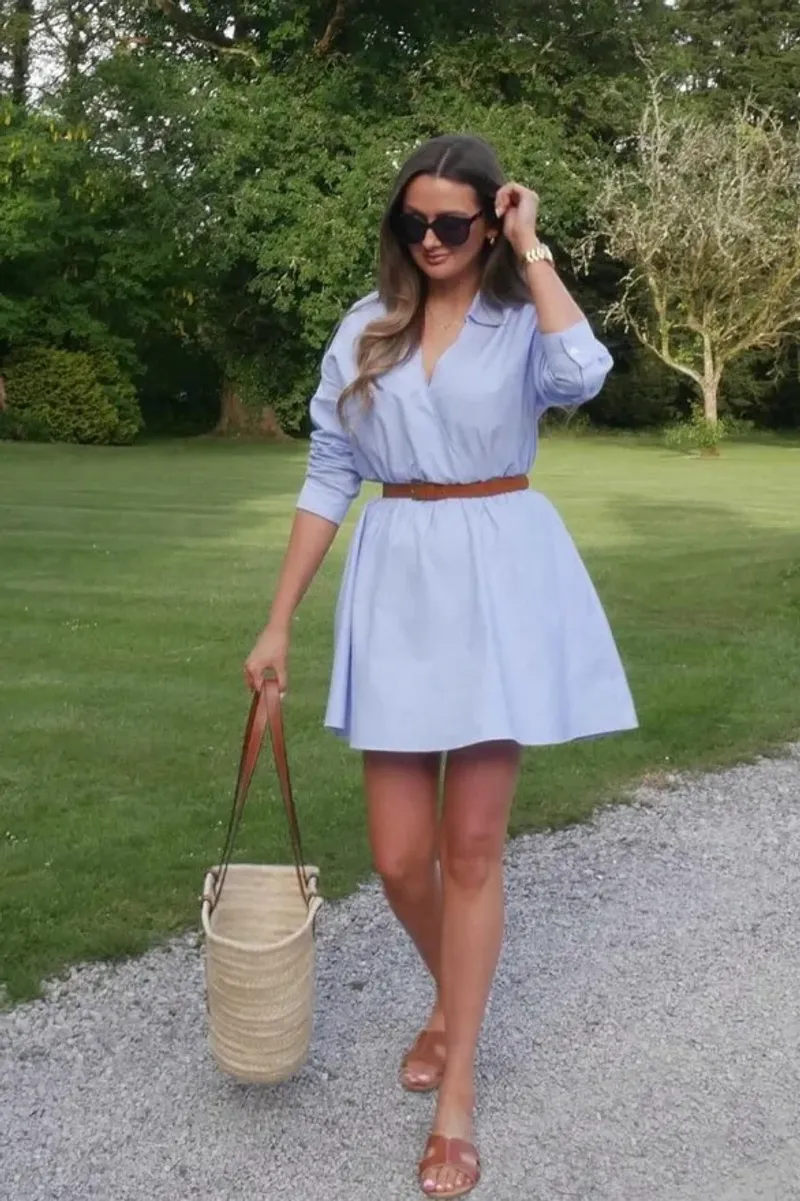 Breezy Shirt Dress + Strappy Sandals