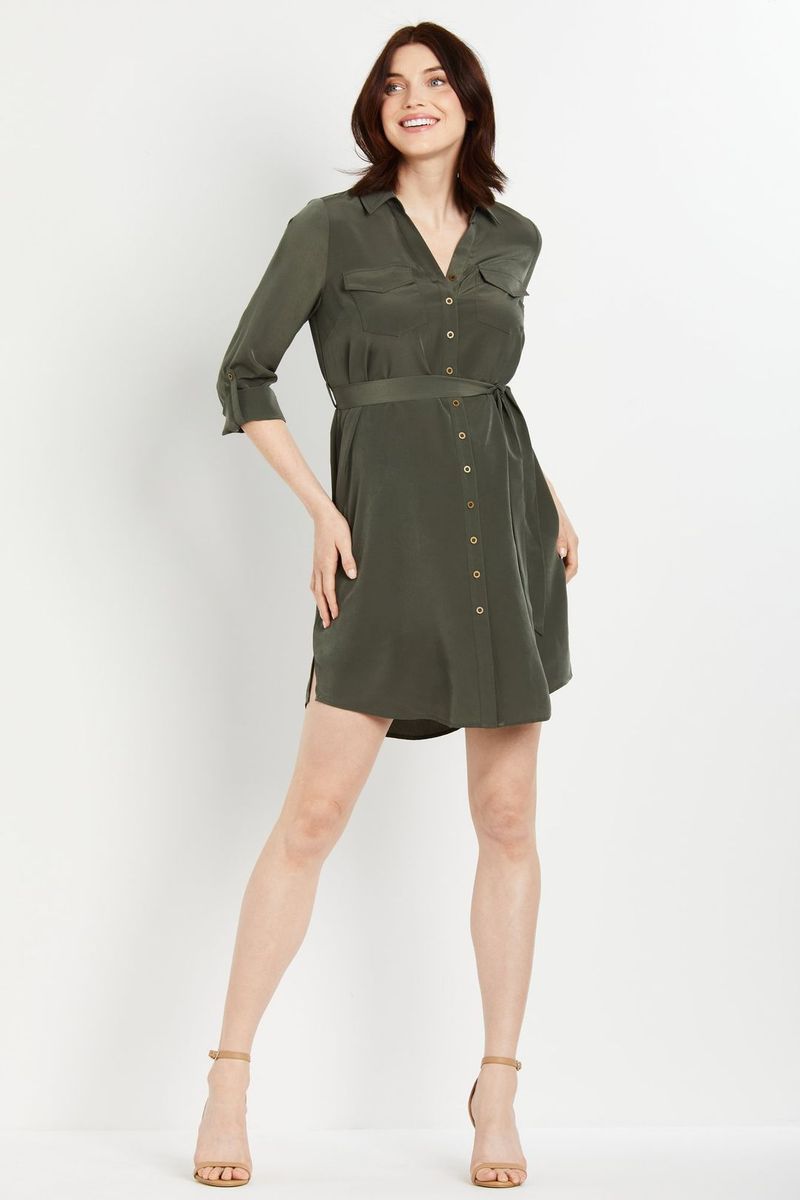 Convertible Sleeve Shirtdress