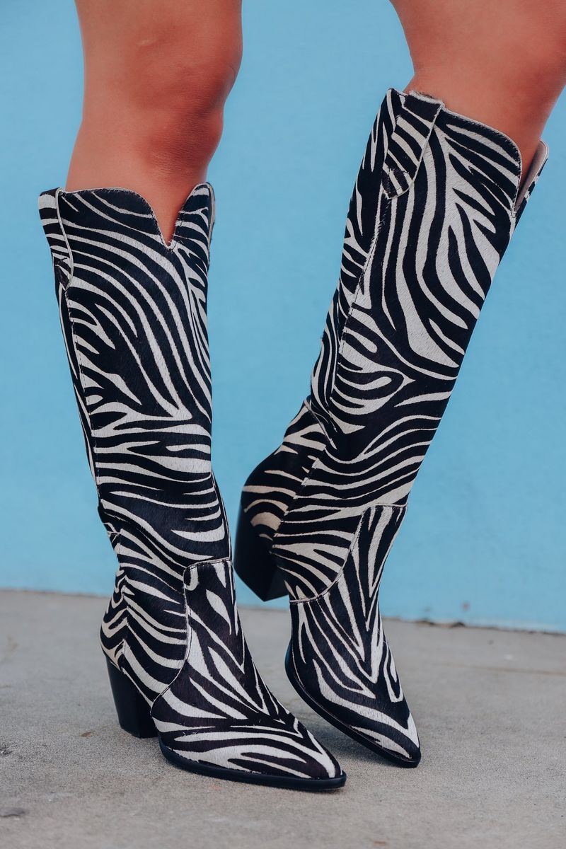 Zebra Print Cowboy Boots