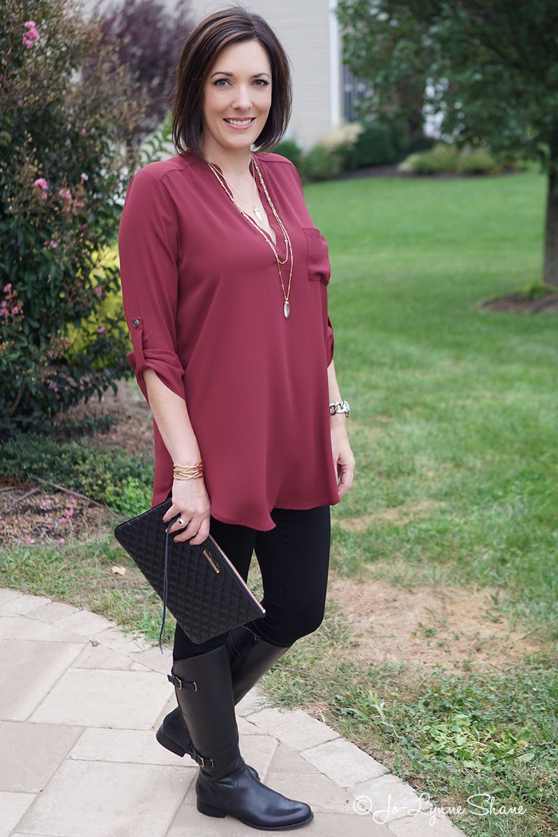 Ponte Pants + Tunic Top + Layered Necklaces