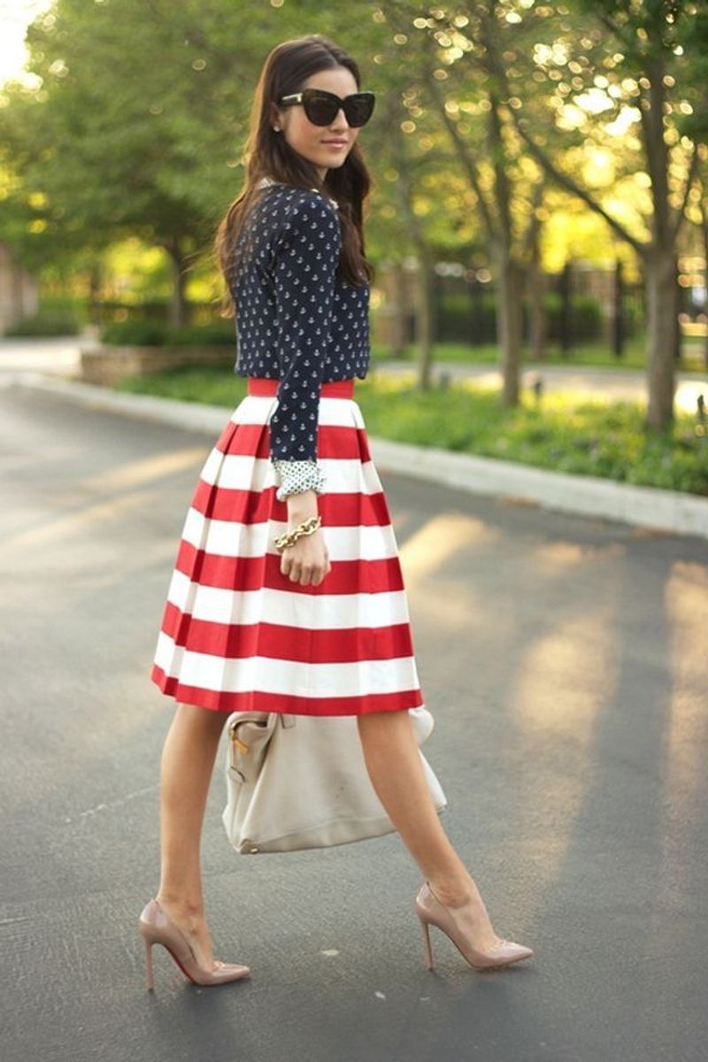 Striped Skirt Ensemble
