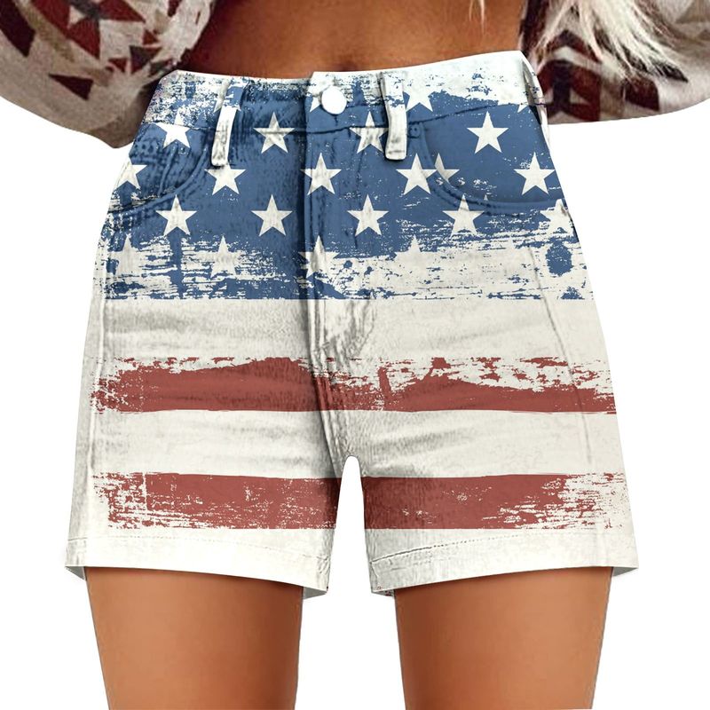 Vintage Flag Print Shorts