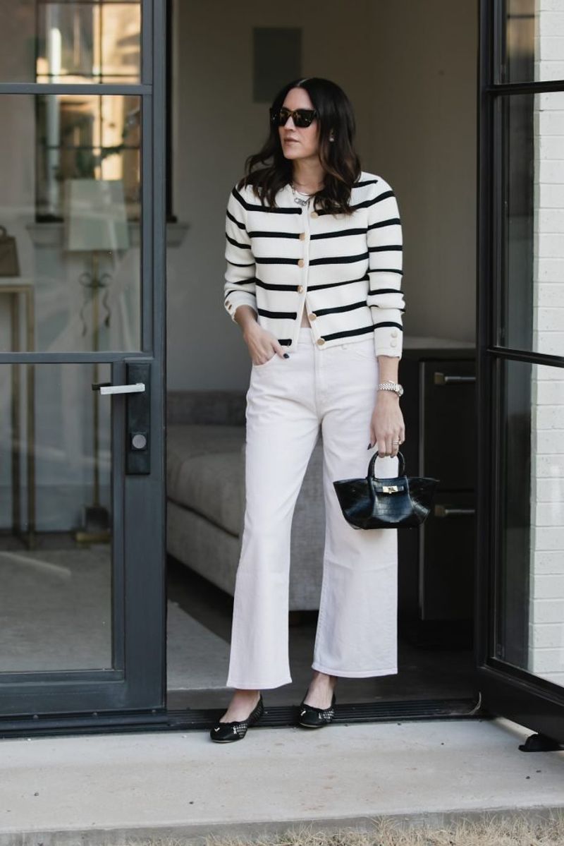 White Linen Pants and Striped Top