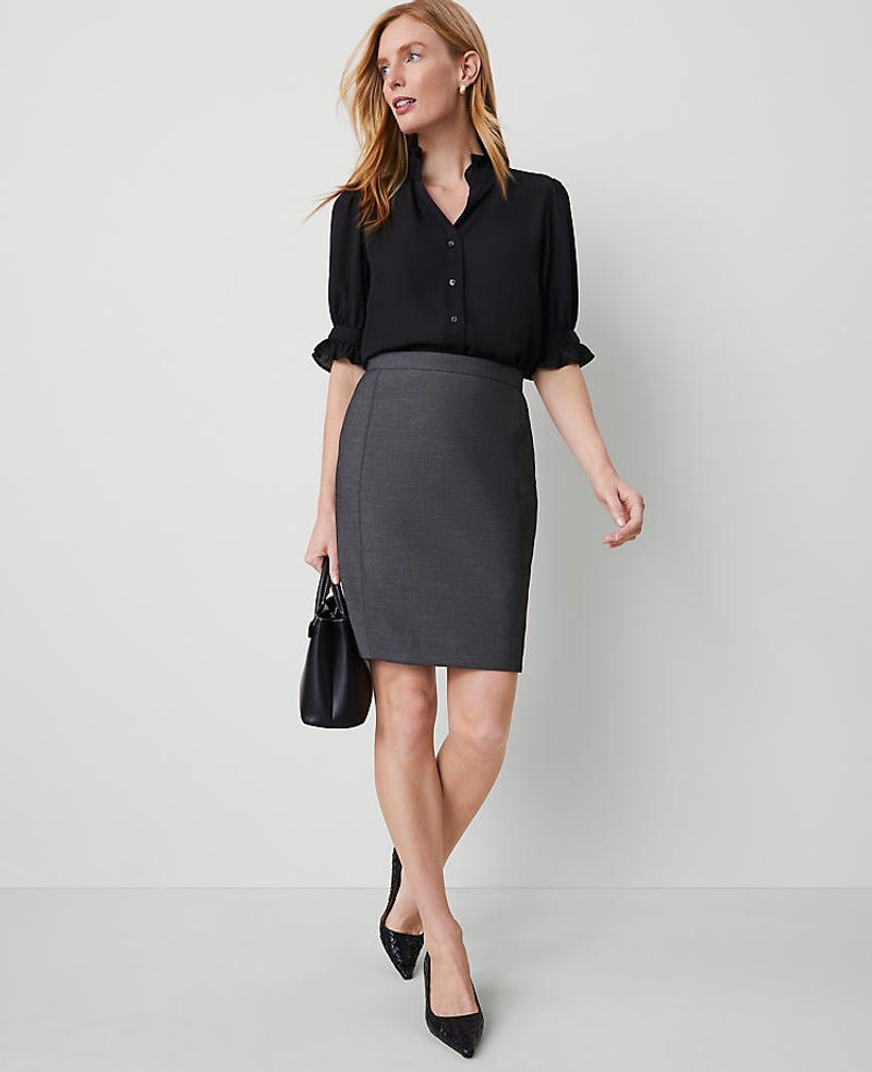 Power-Stretch Linen Pencil Skirt