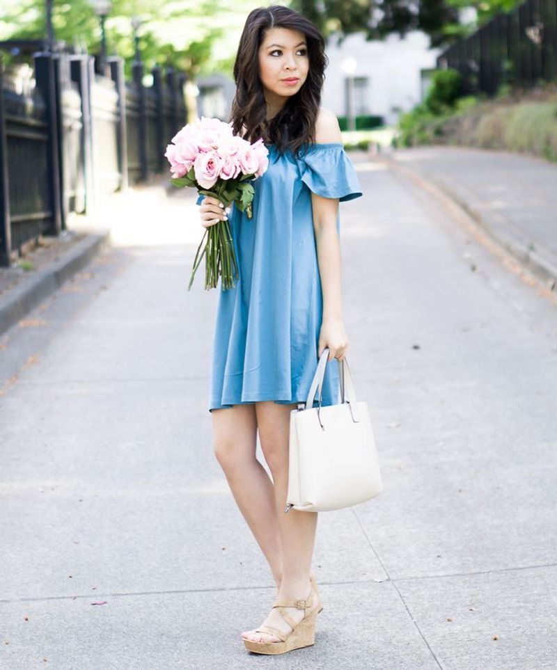 Ruffled Sundress & Cork Wedges