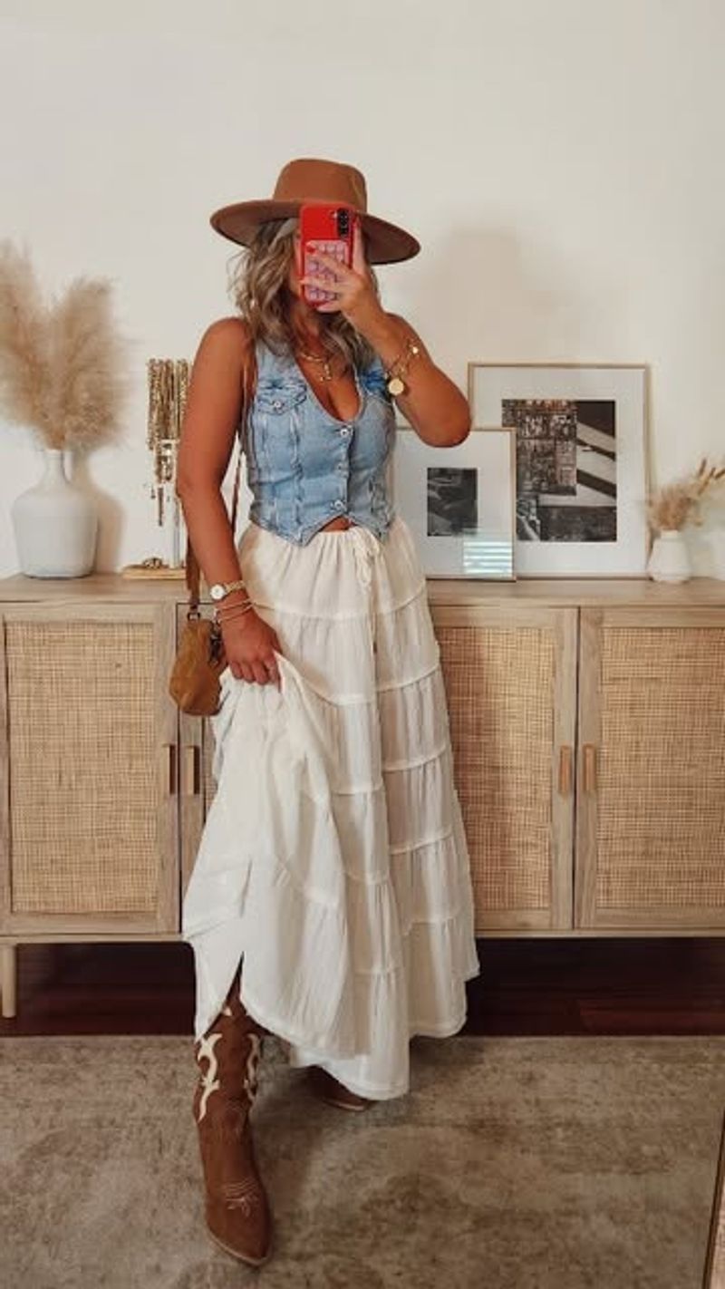 Striped Maxi Skirt and Classic Boots