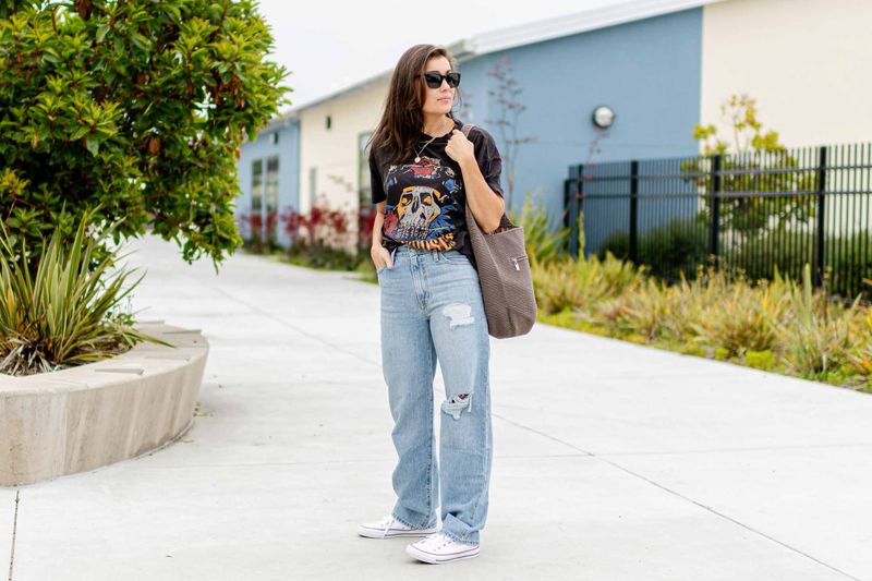 Vintage Graphic Tee + High-Waisted Wide Leg Jeans