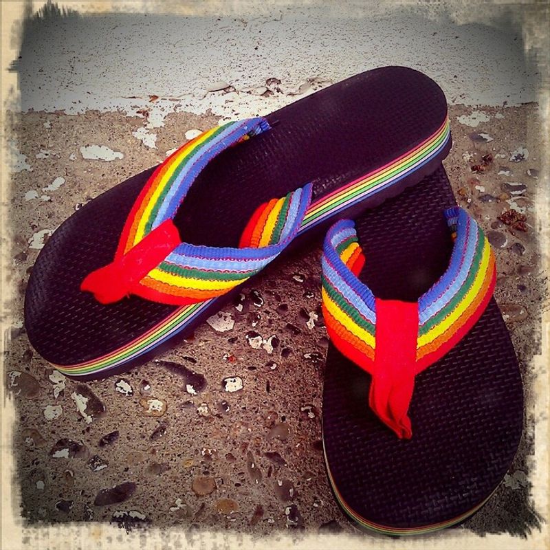 Rainbow Rubber Flip-Flops