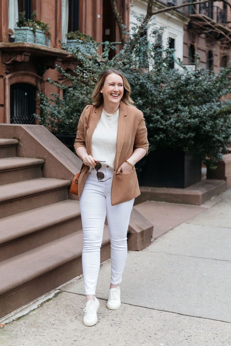 Knit Blazer + T-shirt + Jeans Trio