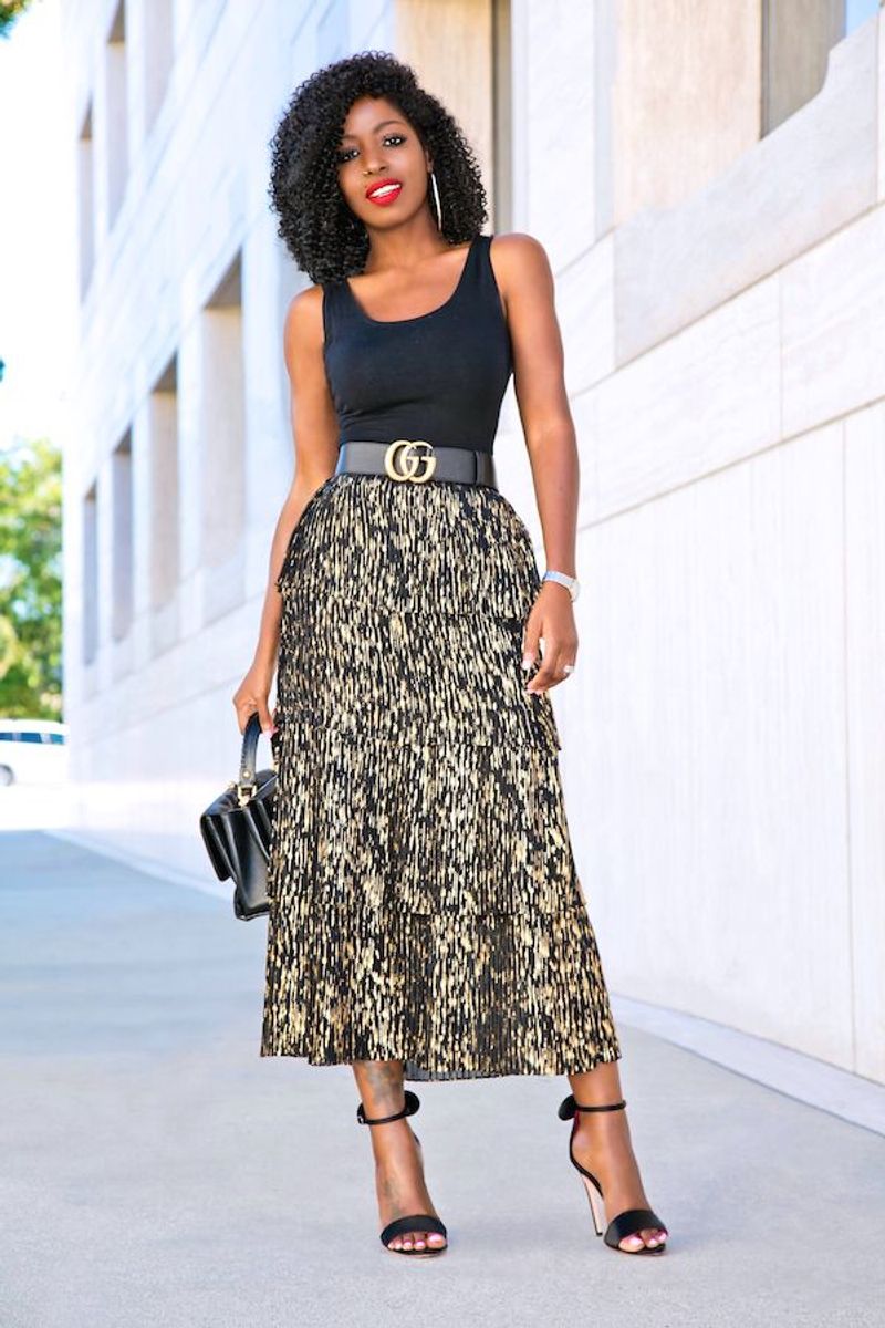 Tiered Midi Skirt & Simple Top