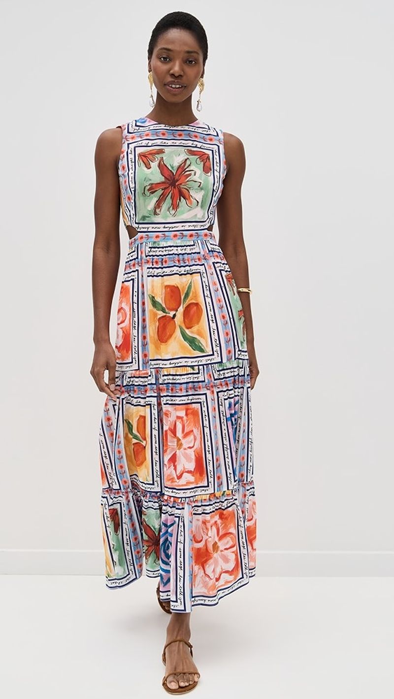 Tiered Peasant Dress With Andalusian Prints