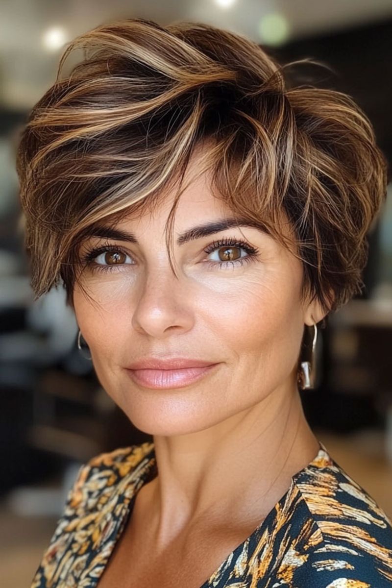 Pixie despeinado con mechas