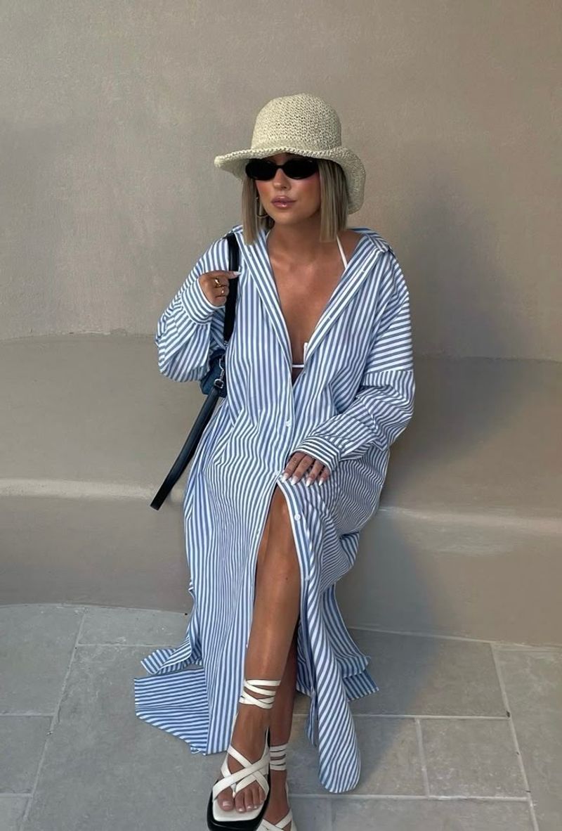 Oversized Button-Down Cover-Up