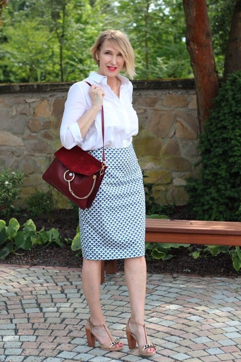 Pencil Skirt + Three-Quarter Sleeve Top