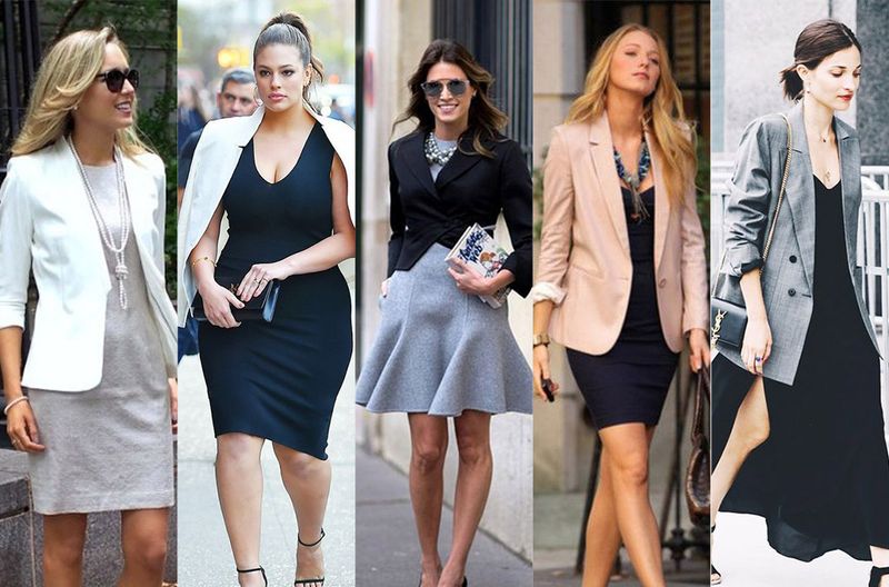 Knee-Length Shift Dress + Structured Jacket