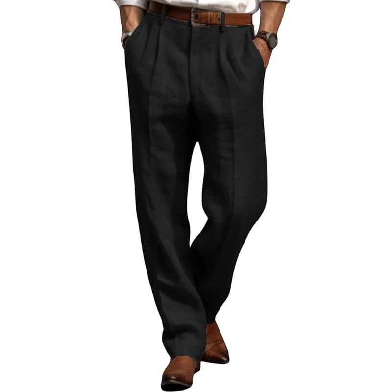 Poly-Linen Tapered Trousers