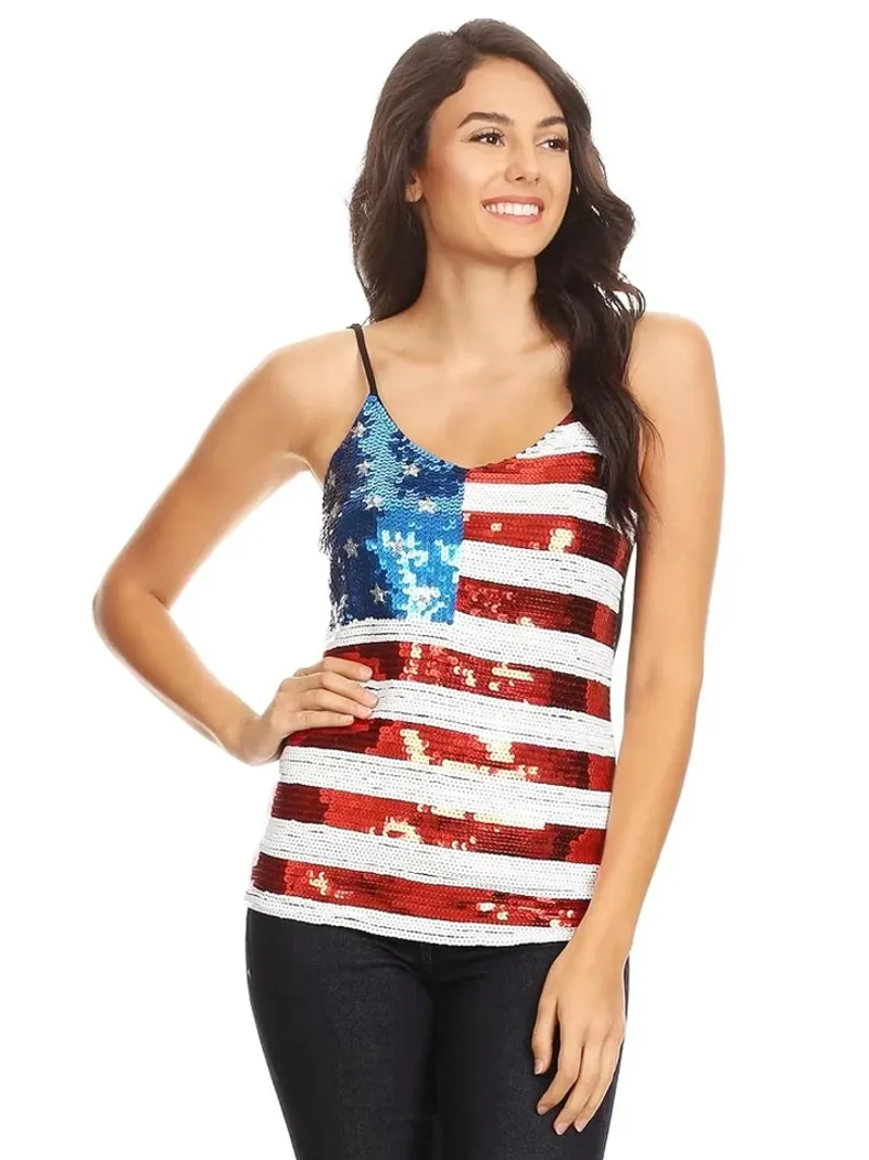 Sequined Flag Top & Jeans