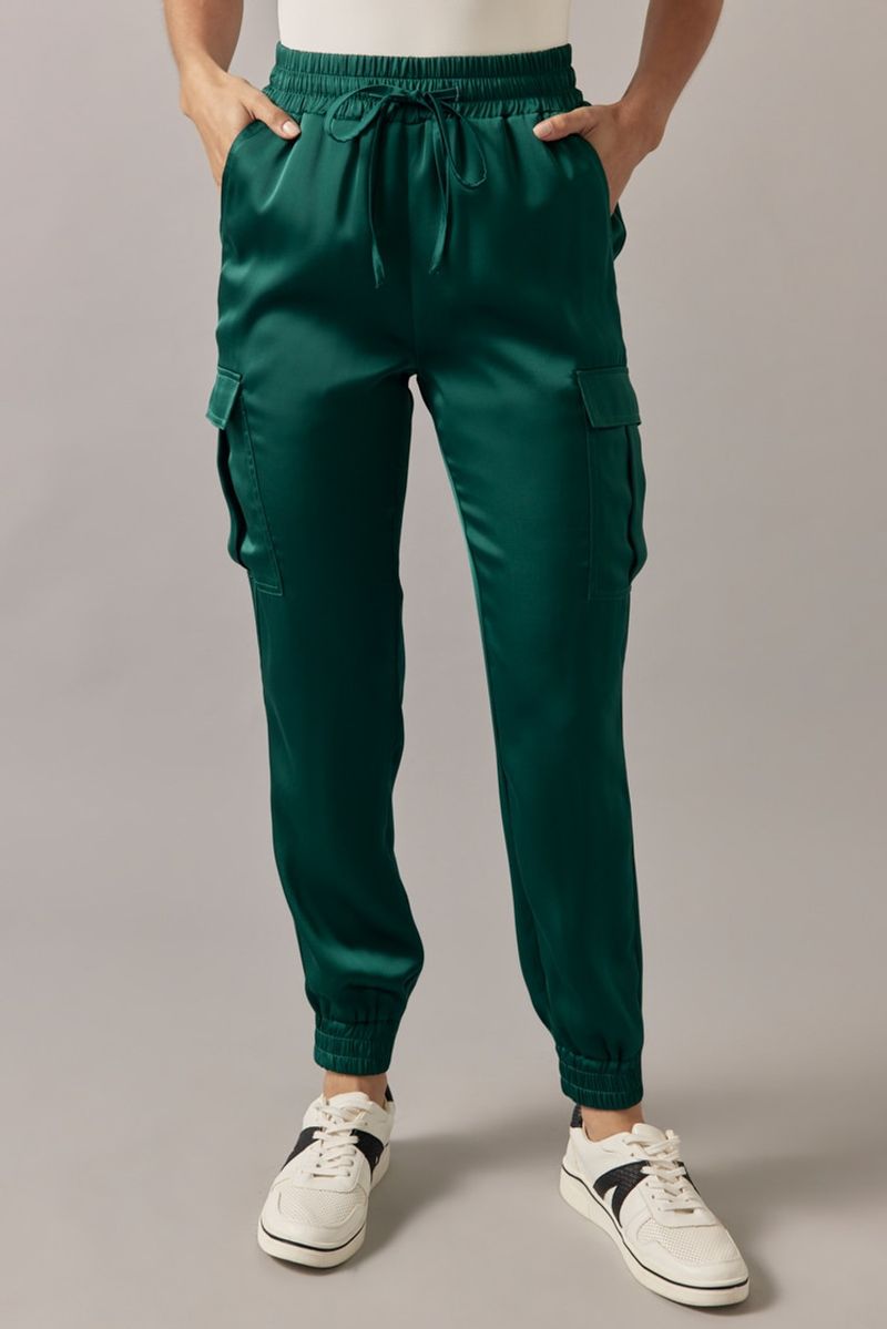 Jogger-Style Satin Trousers