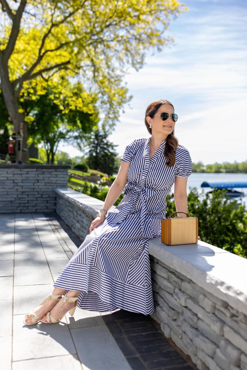 Gingham Shirtdress with Red Espadrilles