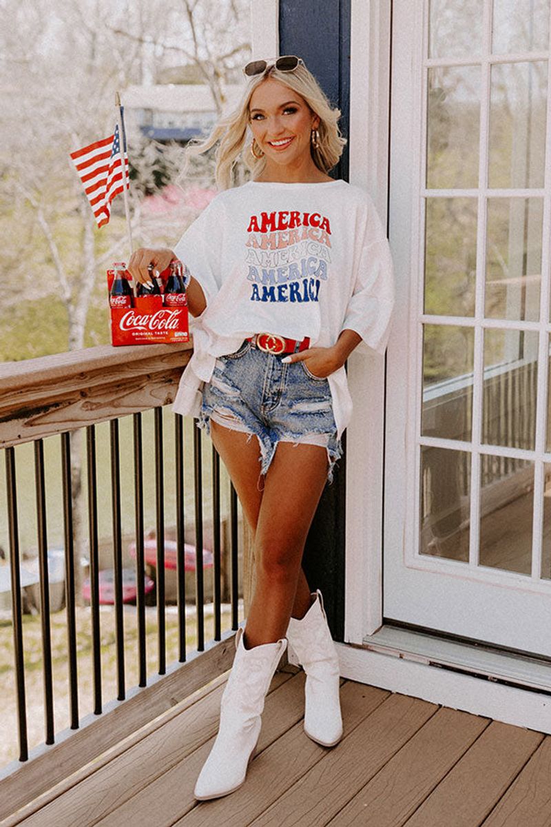 Patriotic Graphic Tee with Jeans
