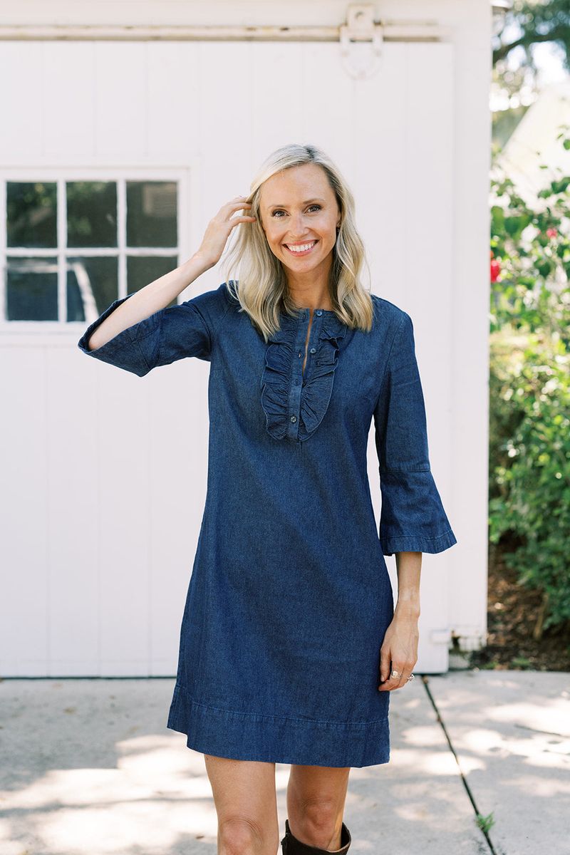 Embroidered Cotton Shift Dress