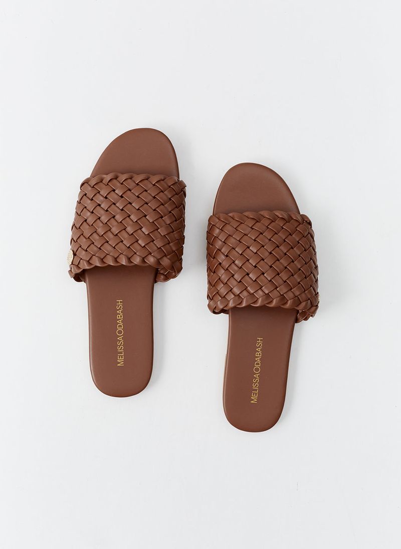 Woven Leather Slides