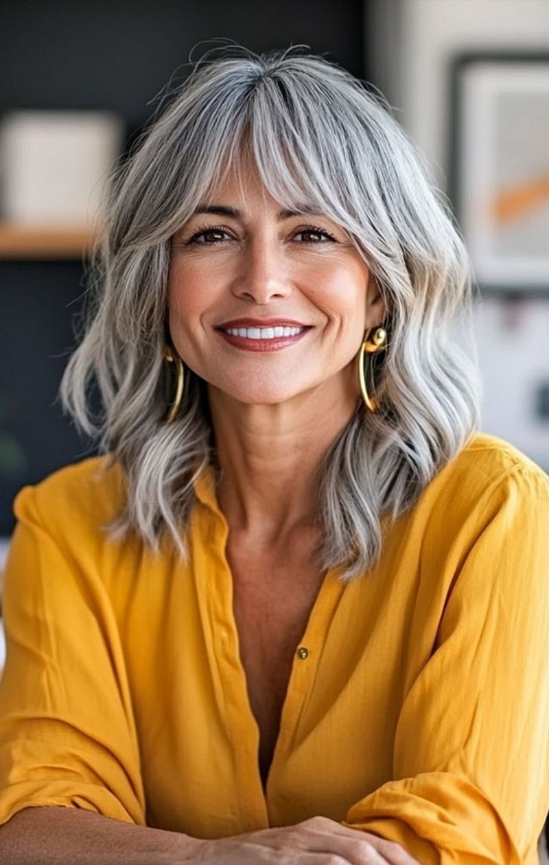 Layered Lob With Side-Swept Bangs