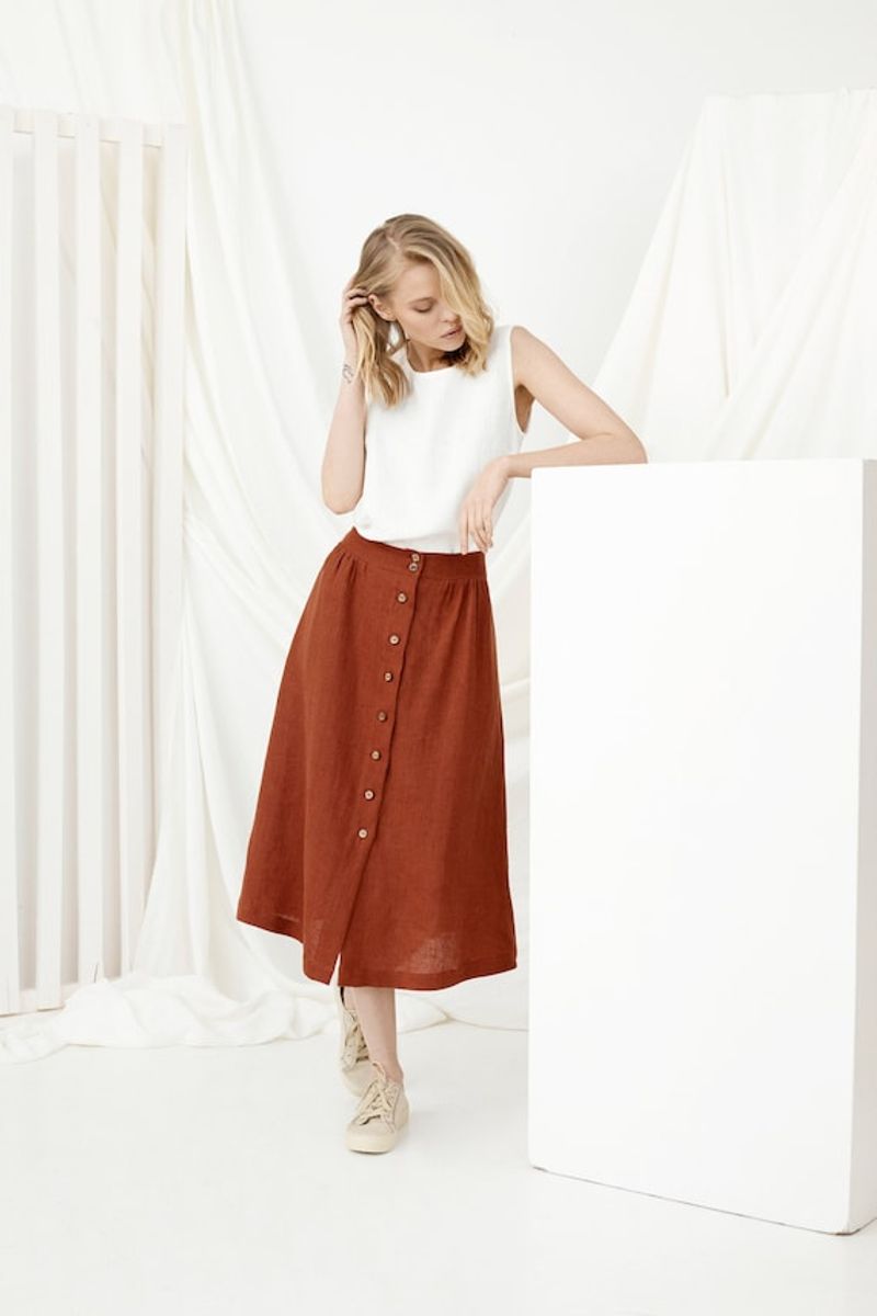 A-Line Button-Front Skirt