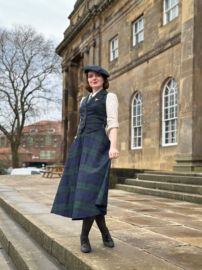 Wool Plaid Scholarly Midi